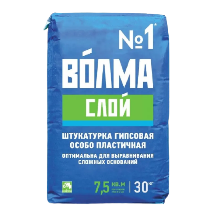 ВОЛМА Смесь сухая гипсовая штукатурная Волма-слой (30кг) (45шт/под) (фото 1)