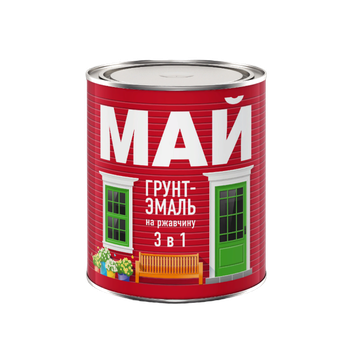 Грунт-эмаль МАЙ на ржавчину 3 в 1 голубая, банка 1,9 кг